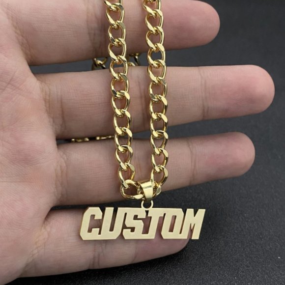 Custom Name Necklace Thick Cuban Chain 5mm Large Personalized Jewelry Customized - Picture 5 of 5